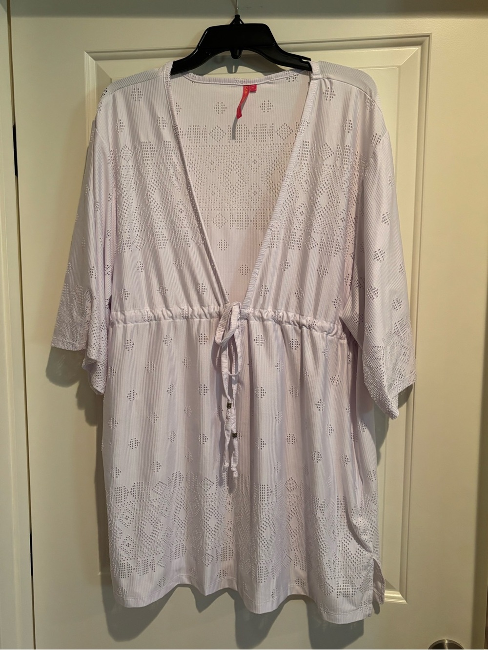 White Women's Swim Cover-Up Tunic – Drawstring Waist